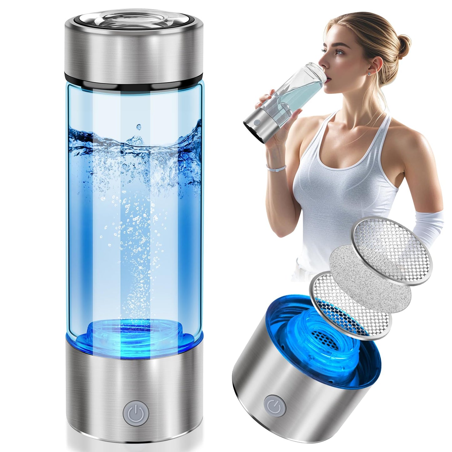 2025 New Hydrogen Water Bottle, Hydrogen Water Generator with Advanced SPE PEM Technology, Portable Rechargeable aquahealth Hydrogen Water for Office, Daily Drinking and Gifts