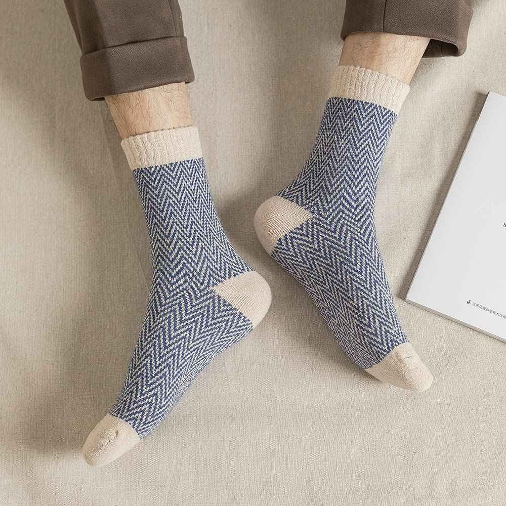 TAXCAIX 5 Pack Winter Socks For Women Knitted Socks Thick Warm Soft ouple Socks Free Size 6-11 (08)