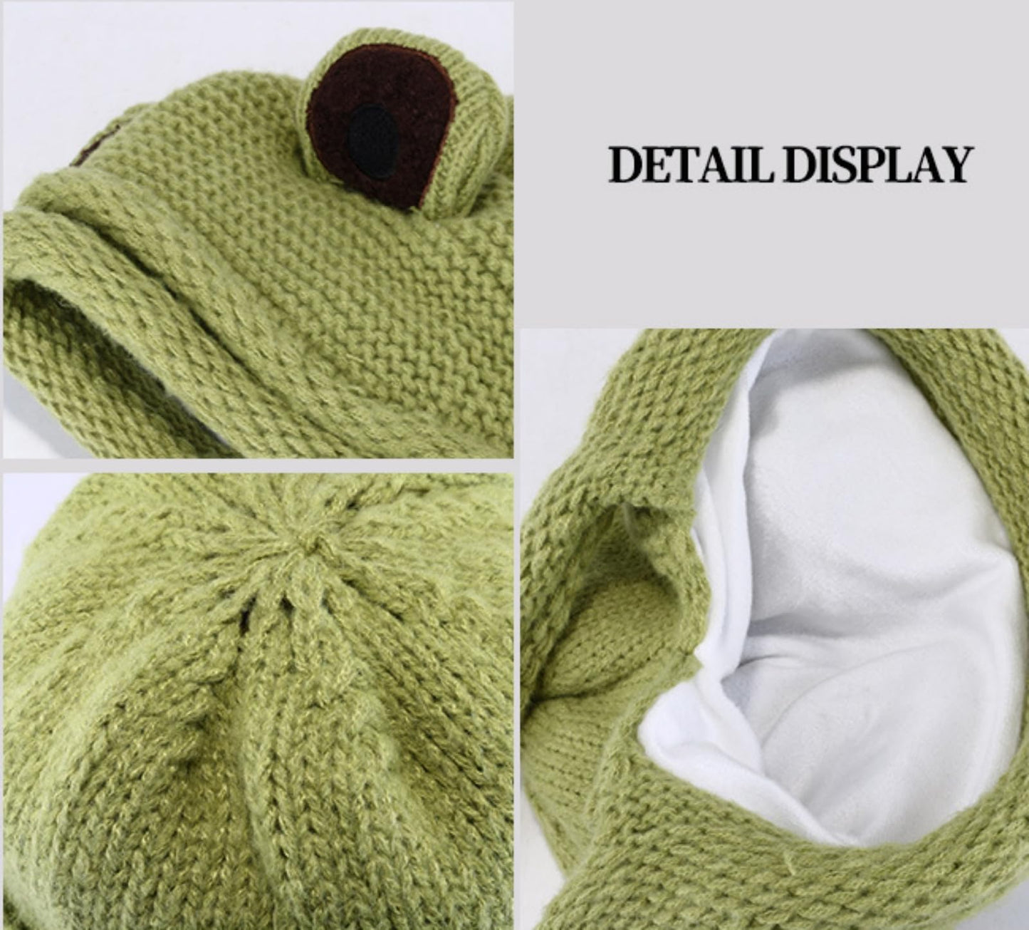 Frog Hats Adult Cute Beanie Crochet Knitted Hat Big Eye Frog Winter Ear Warmer Protective Beanie Hats Caps Outdoors Autumn Black
