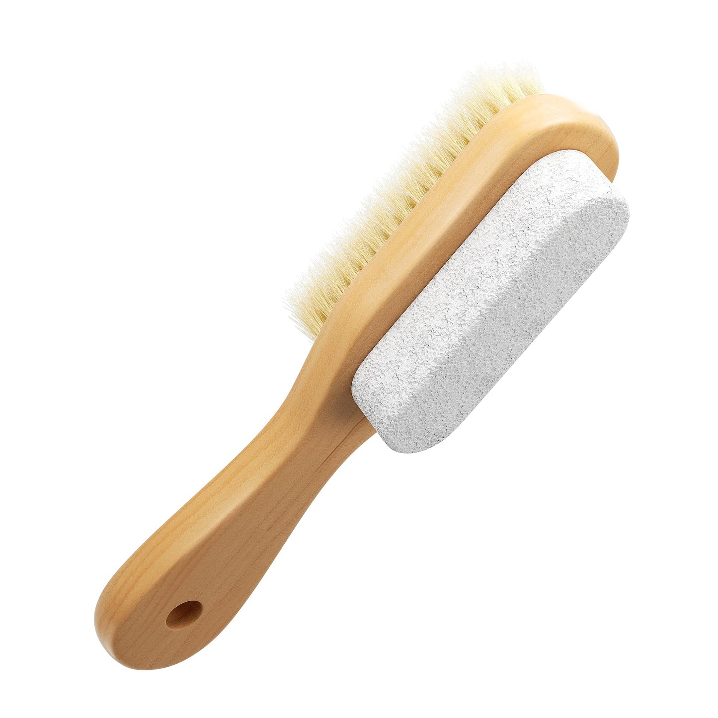 Aisilk Foot Natural Bristle Brush & Pumice Stone Combo W/Rope wooden handle - Exfoliator Pedicures Calluses Remover - Smoother Body skin, feet, elbow Scrubber for Massage SPA Sauna and more