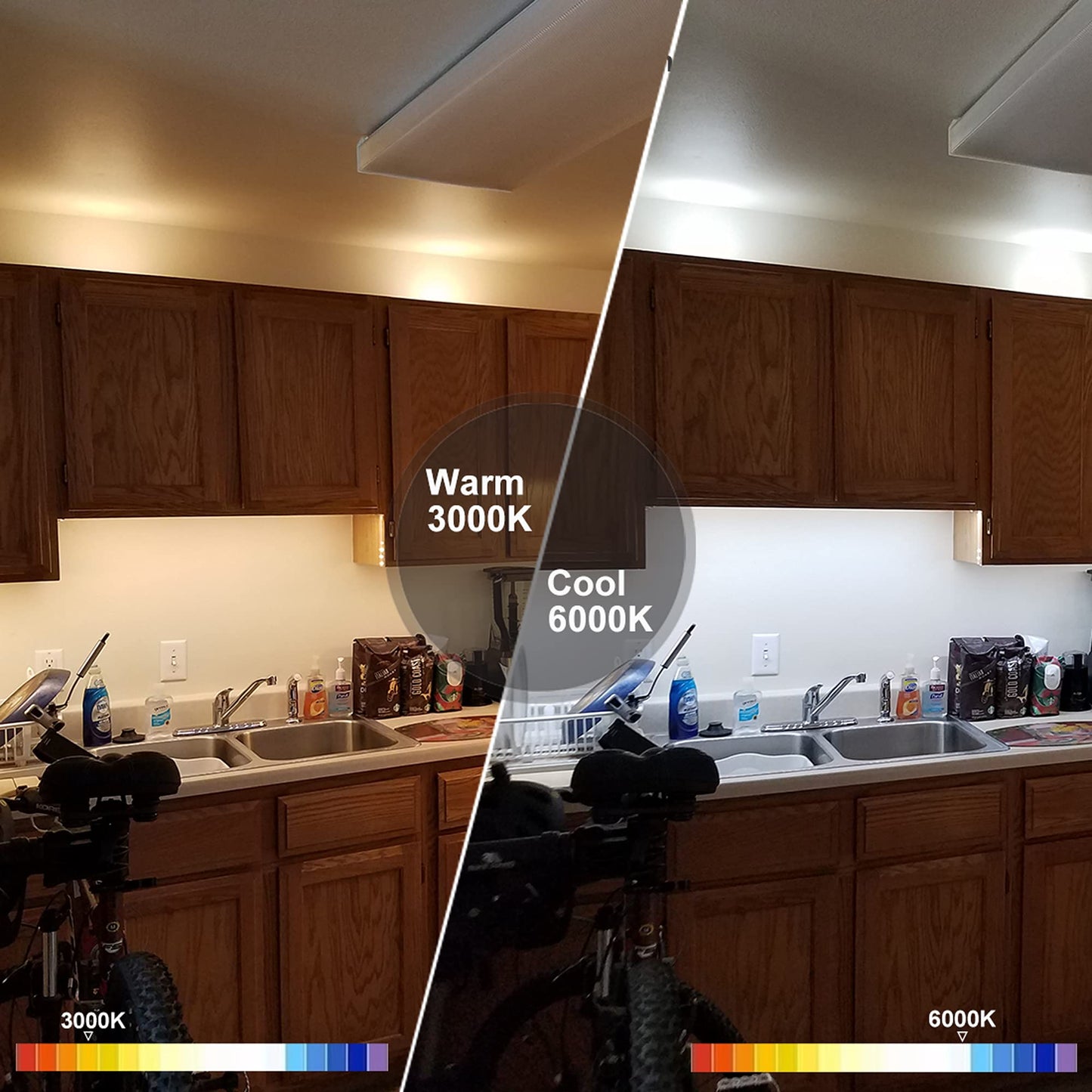 LDOPTO Under Cabinet Lights Wireless 6 Pack, Rechargeable LED Under Cabinet Lighting with Remote Closet Battery Operated Lights Without Wiring Night Light for Kitchen Stairs Wardrobe, 3 Colors