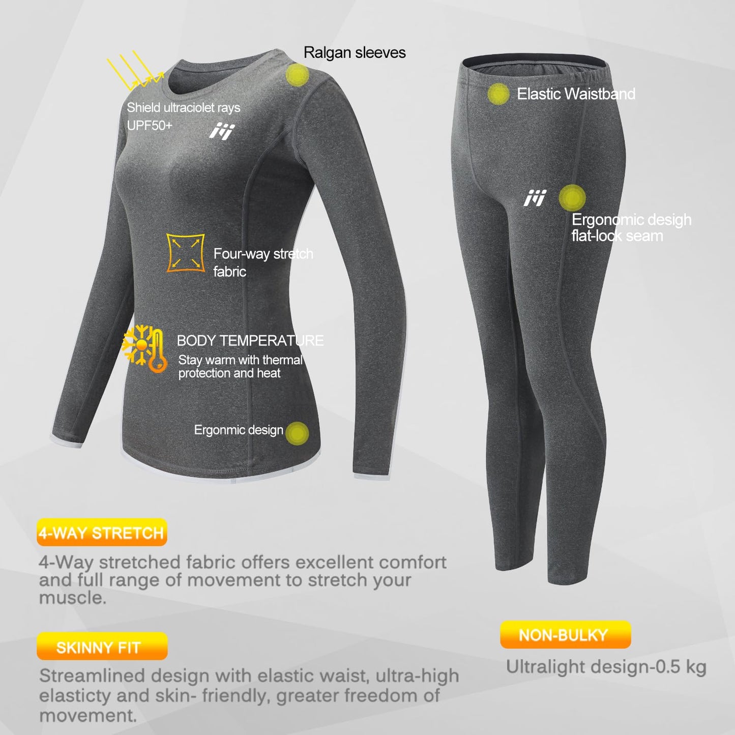 MEETWEE Thermal Underwear for Women, Winter Warm Base Layer Top & Bottom Set Ski Cold Weather Gear with Fleece Lined