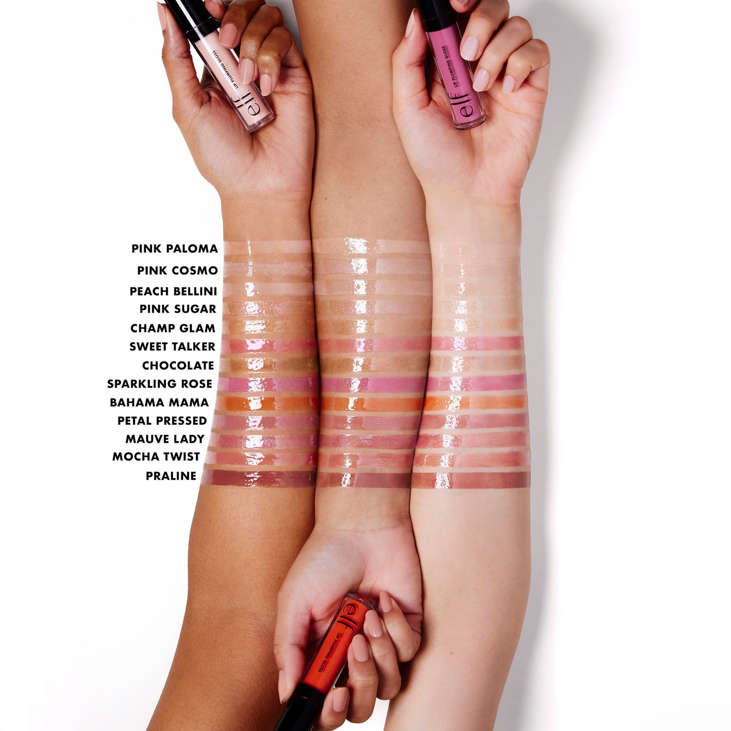 e.l.f. Lip Plumping Gloss, High-Shine Sheer Color, Hydrates & Creates Fuller Lips With Vitamin E, Vegan & Cruelty-Free, Petal Pressed, 0.1 Fl Oz