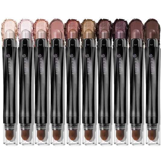 LUXAZA PRO 10PCS Eyeshadow Stick,Shimmer And Matte Brown Metallic Cream Eyeshadow Pencil Crayon with Smudge-proof & Waterproof,Eye Brightener Stick - Ash Rose