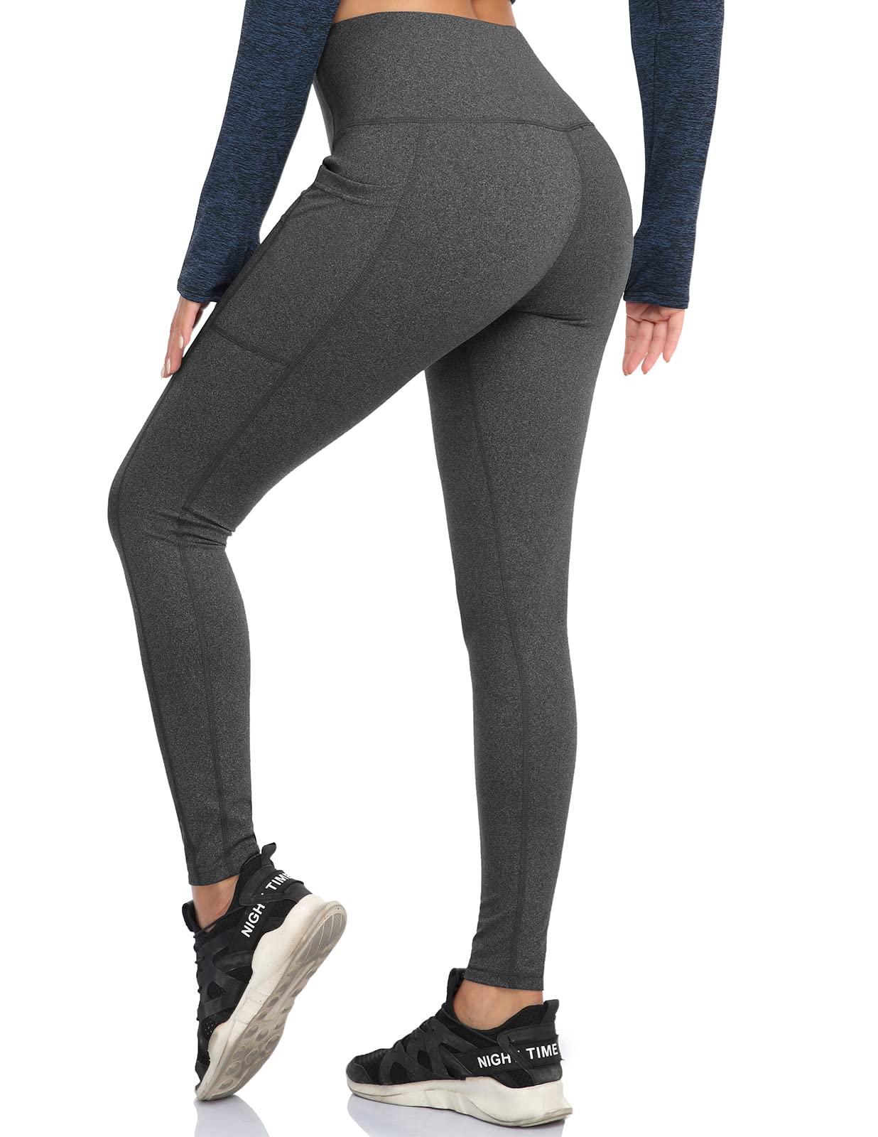 Women's Fleece Lined Leggings Winter High Waisted Soft Stretch Thermal Warm Workout Yoga Pants Grey L
