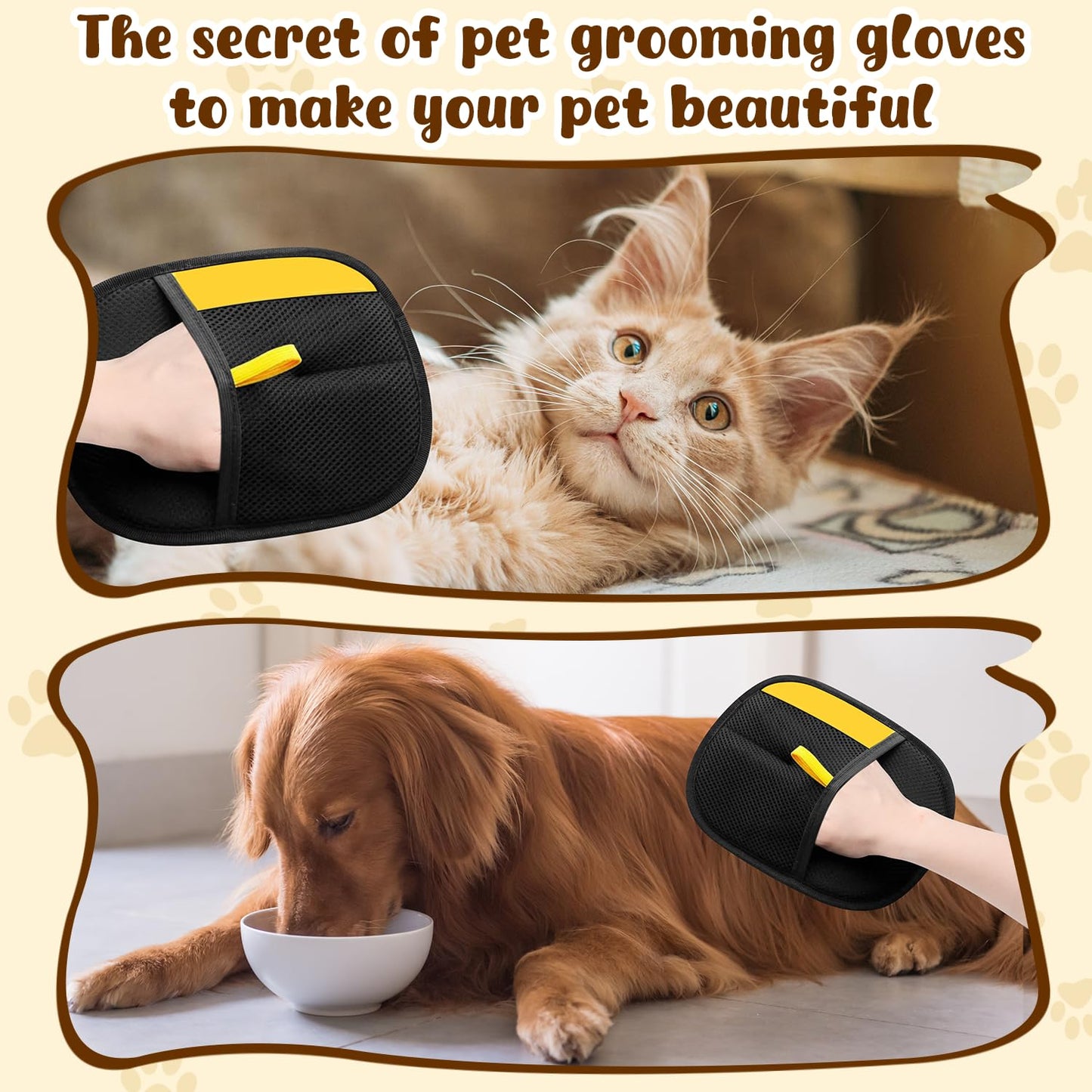 HesKdan Pet Hair Removal Glove for Cats & Dogs,Electrostatic Pet Hair Removal Gloves,Efficient Grooming Gloves for Pet Hair,Reusable Cat & Dog Hair Remover for Couch, Furniture, Carpet, Curtain(2PCS)