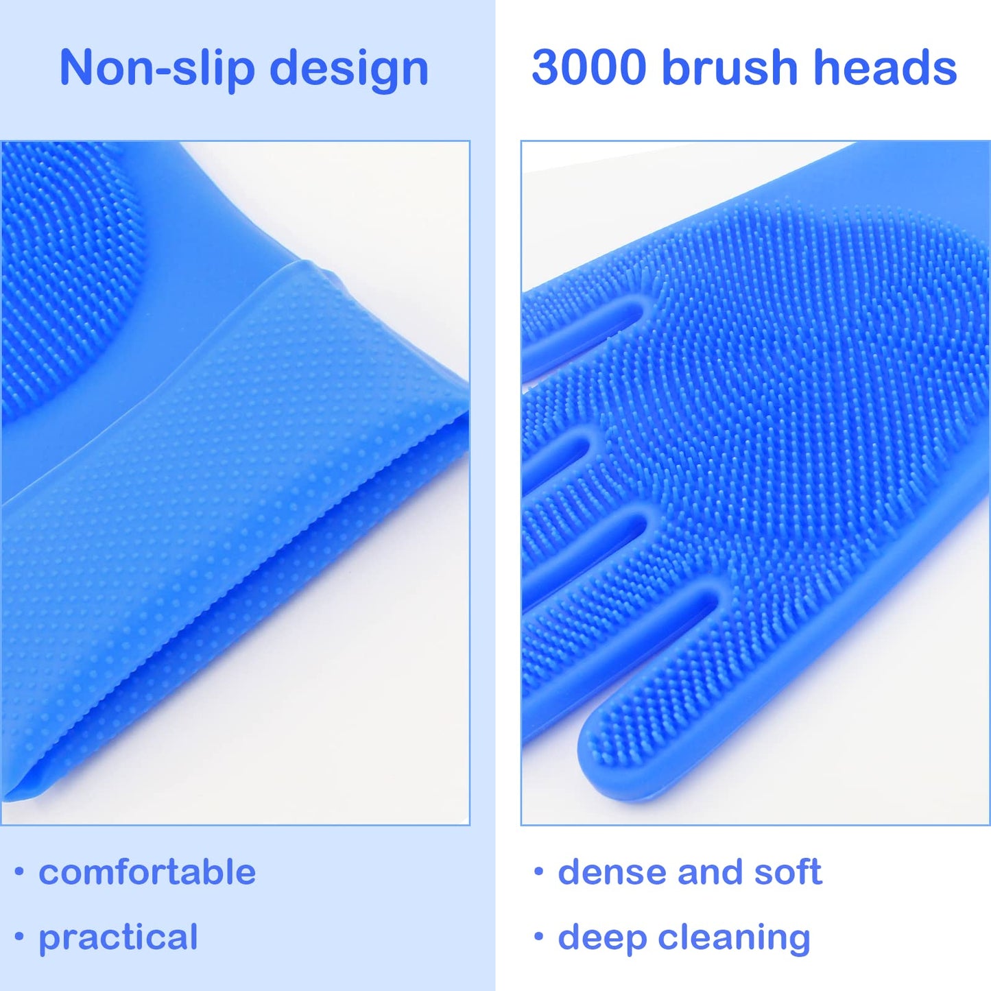 Yintoper Pet Grooming Gloves, Dog Washing Gloves with High-Density Teeth, Heat Resistant Silicone Cat Hair Remover with Enhanced Five Finger Design, Bathing and Massaging for Dogs and Cats