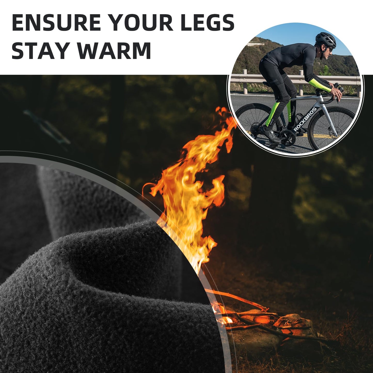 ROCKBROS Cycling Leg Sleeves for Men Women Thermal Compression Leg Sleeves UV Full Leg Warmers Winter for Running Football