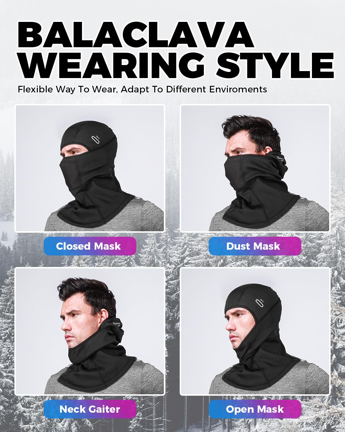 VICTGOAL Winter Ski Mask for Men Thermal Fleece Balaclava Face Mask Windproof for Cycling Motorcycle Snowboard (Black)