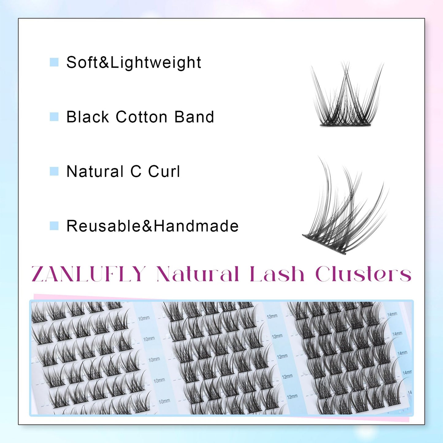 Lash Clusters Wispy Eyelash Clusters Natural C Curl Cluster Lashes zanlufly Wispy Individual Lashes 150Pcs Eyelash Extension 10 12 14MM DIY Lash Extensional Lash Clusters