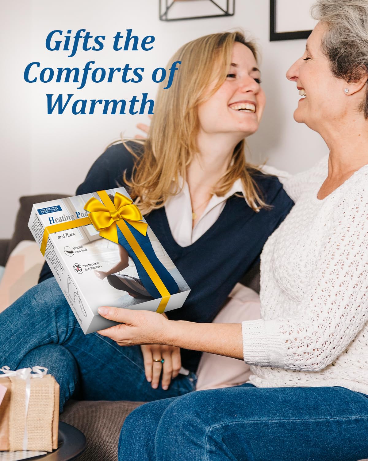 Heating Pad for Neck and Shoulders and Back, Birthday Gifts for Women Men Mom Dad Wife, Weighted Heating Pad for Back Pain Relief, Electric Heat Pad 6 Heat Settings 4 Timers Auto-Off, 22" x 37" Blue