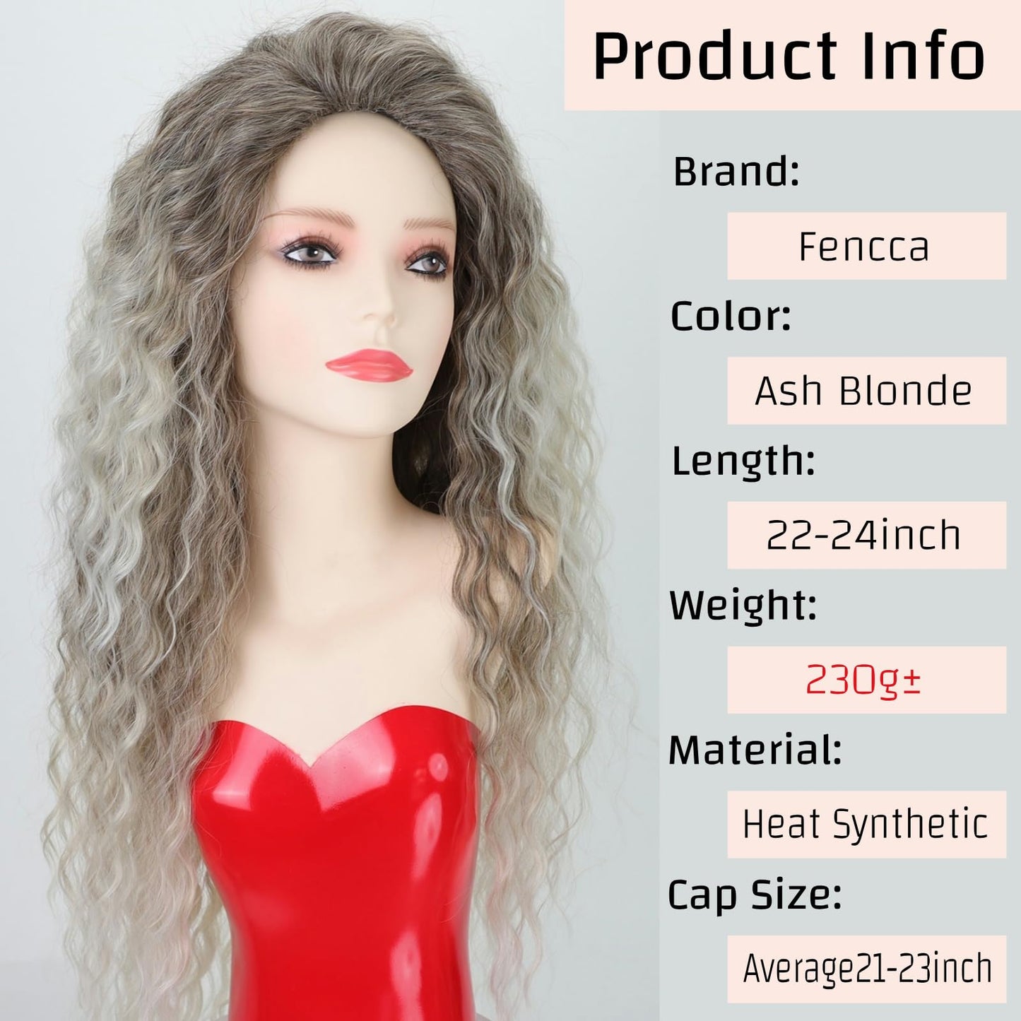 Fencca Layered Blonde Long Curly Wigs for Women Lightweight Synthetic Wavy Wig Mix Color Natural Hair Replacement Wig Fluffy