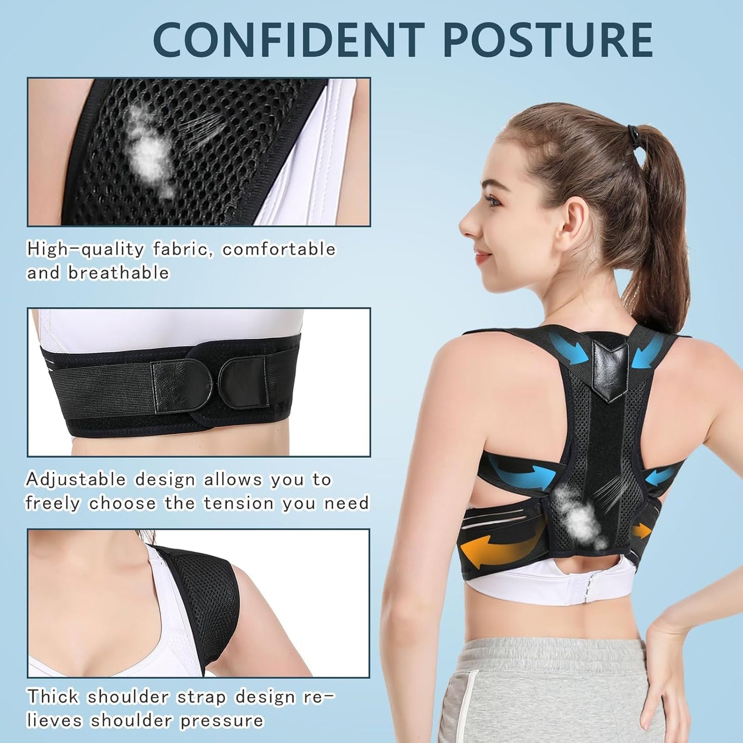 Herokoo Back Brace Posture Corrector, Adjustable Posture Back Brace, Men/Women back posture corrector, Upper and Lower Back Pain Relief - Scoliosis, Hunchback, Spine Corrector (XXL)