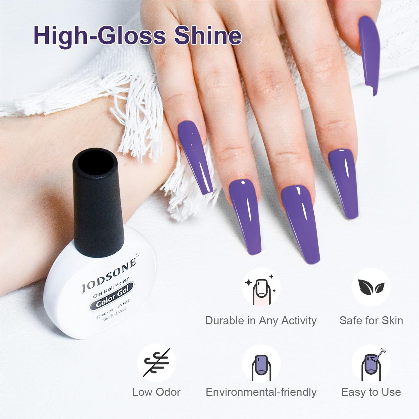 JODSONE 10ml Purple Gel Nail Polish Dark Purple Gel Polish Lavender Purple High Gloss Soak Off U V Nail Manicure Salon DIY at Home