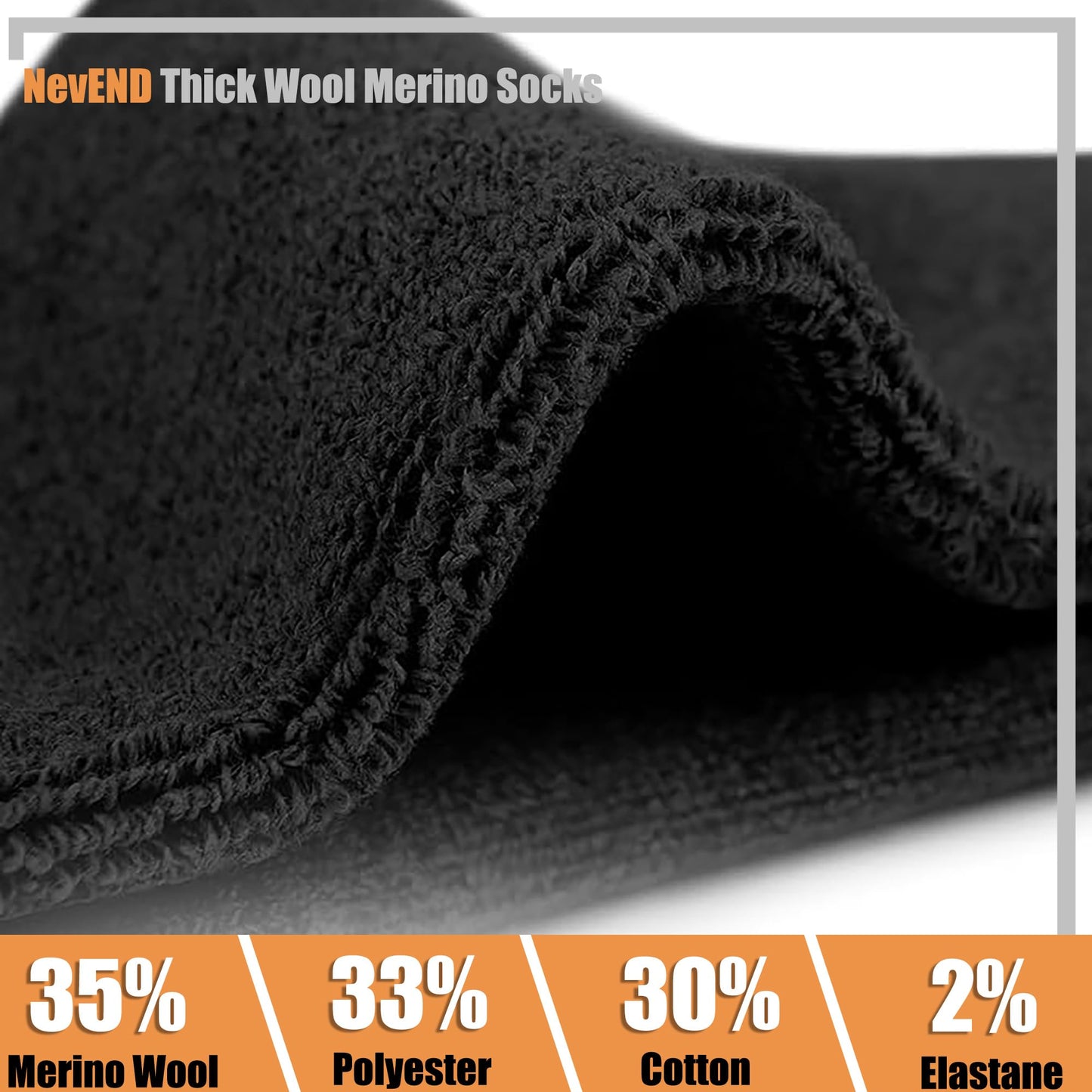 NevEND 6 Pairs Men Wool Merino Winter Thermal Boot Insulated Hiking Heated Socks For Heavy Duty Cold Weather Outdoor Size 10-13