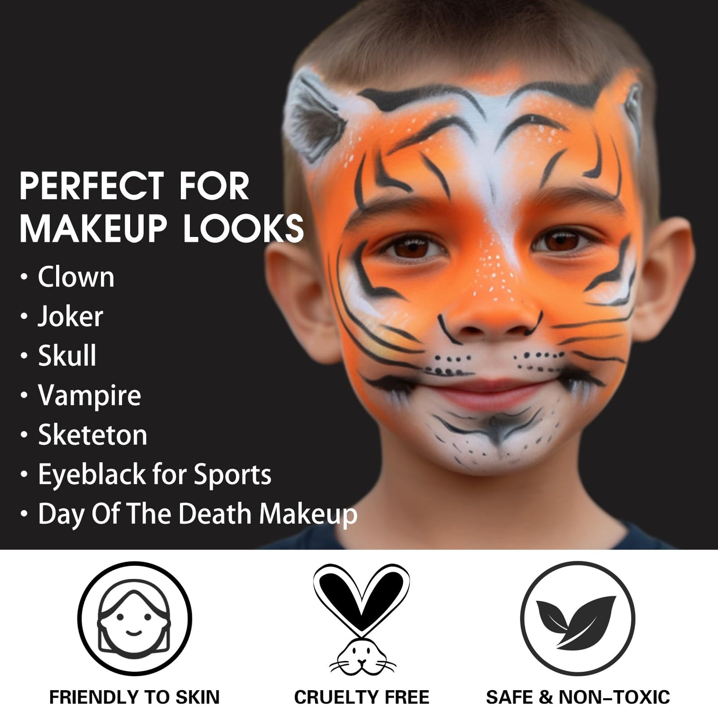 BOBISUKA Orange Face Body Paint, High Pigmented Face Painting Kit for Halloween Makeup, Scary Pumpkin, Tiger Cosplay, Costume, SFX Special Effect and Theme Parties(2.1 Fl.oz)