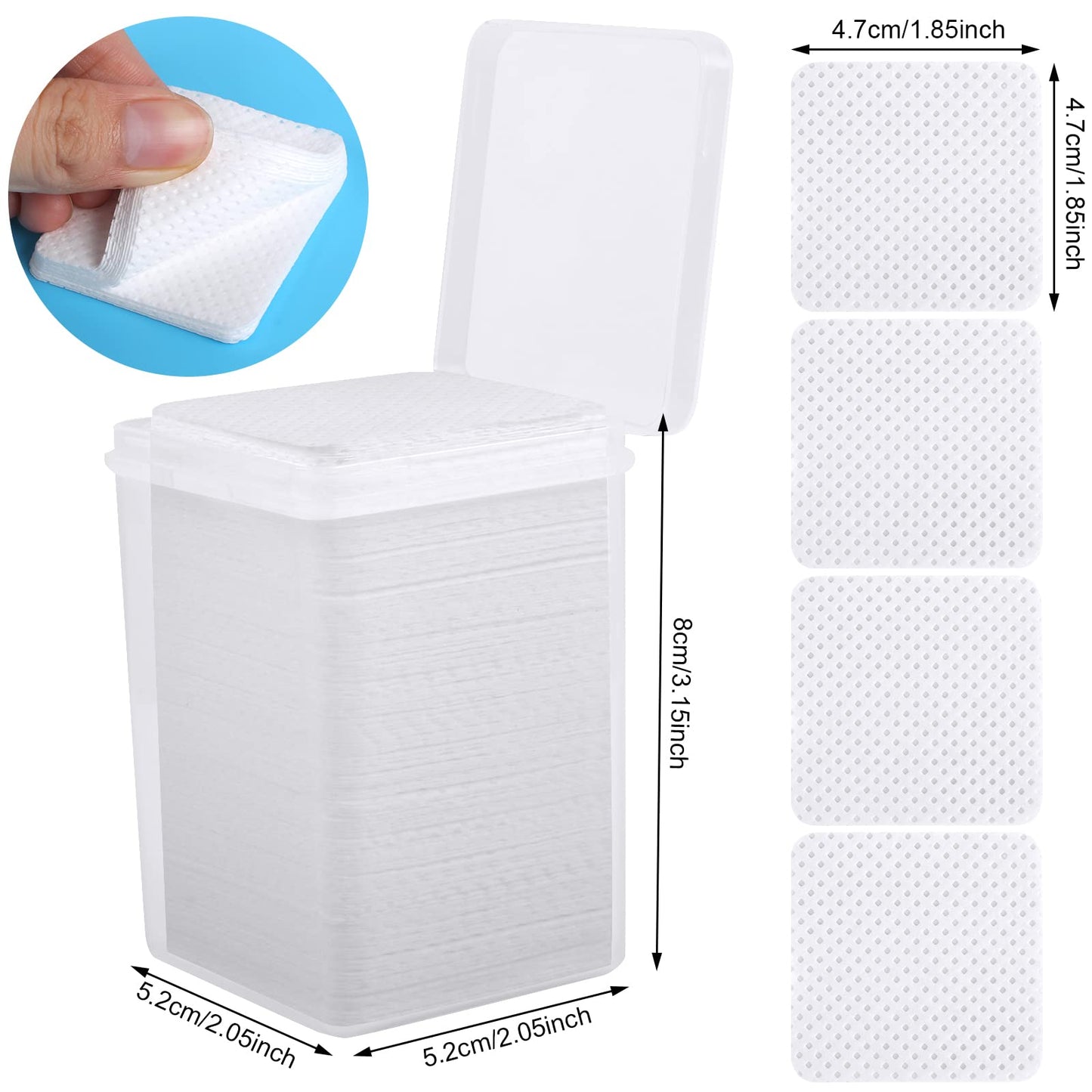 400 Pieces Nail Cotton Pads,1 Pull-Down Pump Dispenser Bottle,Super Absorbent Soft Non-Woven Eyelash Glue Wipes,Nail Polish dehumidifier for Eyelash Extension Products and Nail Oil Bottle(Pink White)