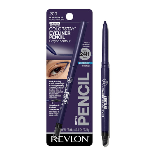 Revlon ColorStay Pencil Eyeliner with Built-in Sharpener, Waterproof, Smudgeproof, Longwearing Eye Makeup with Ultra-Fine Tip, Black Violet, 0.028 oz