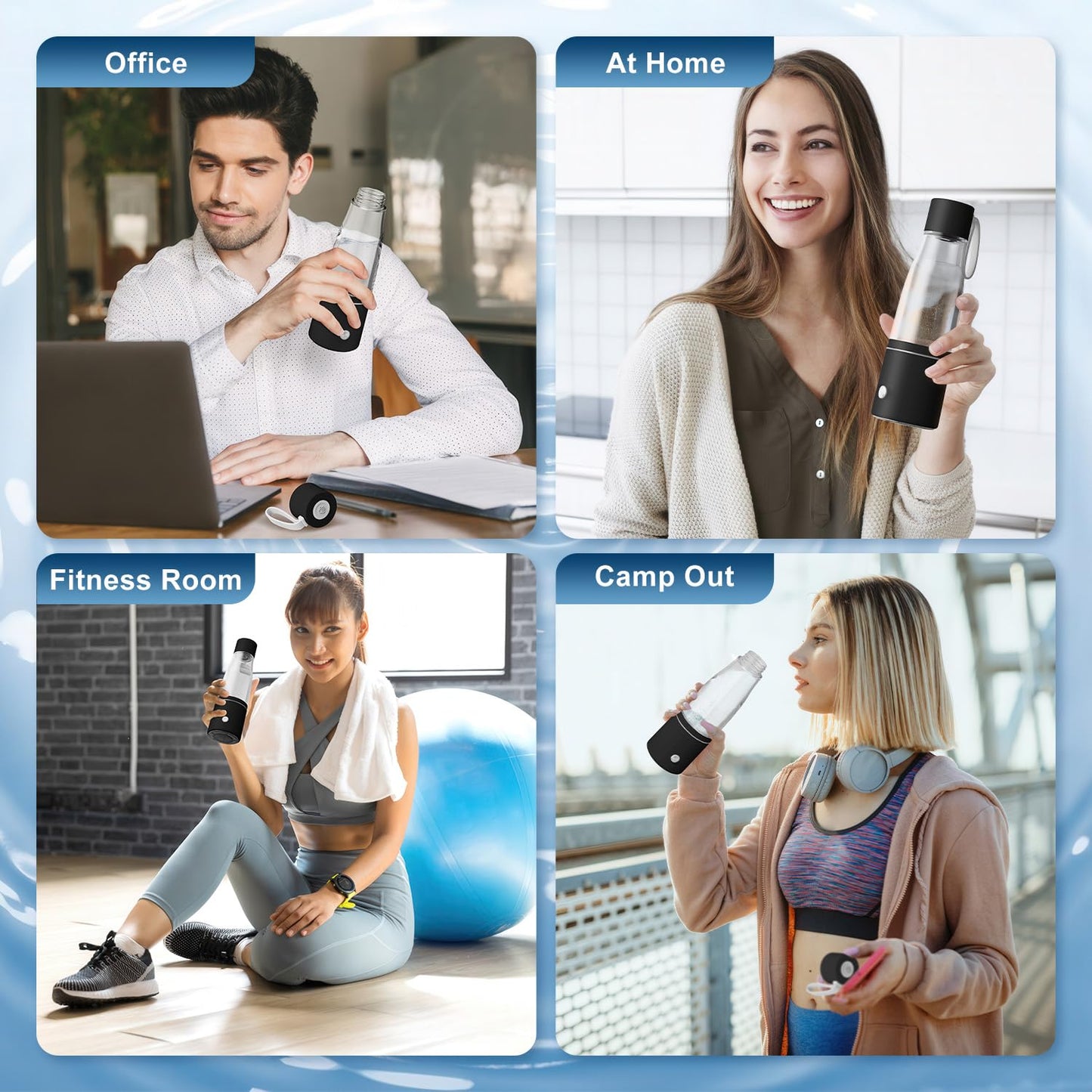 5000PPB Hydrogen Water Bottle Generator 3 in 1 Hydrogen Water Generator Machine with SPE & PEM Technology Portable Hydrogenated Water Bottle Inhalation for Healthy Hydration/Black