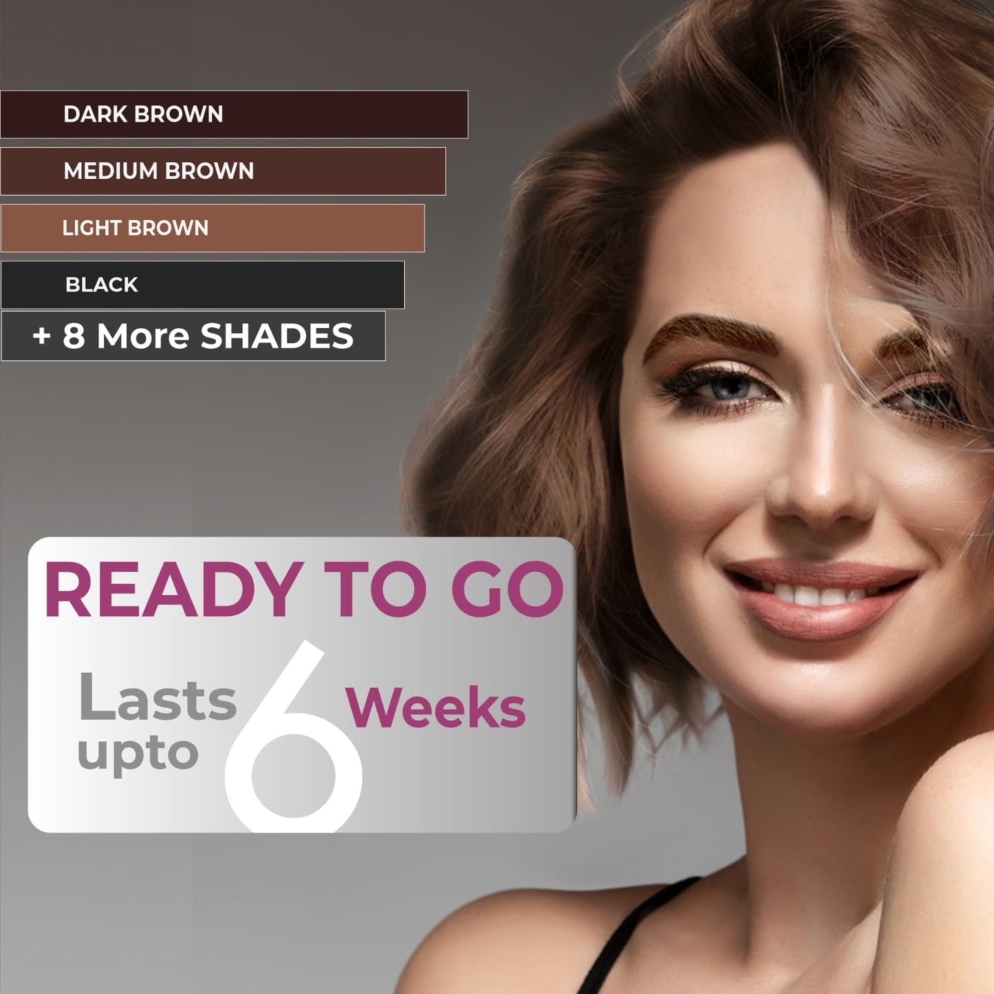 MinaiBrow Instant Hair Dye Kit Light Brown | Natural Spot Coloring Tinting Powder, Water & Smudge Proof | 100% Grey Coverage Upto 30 Applications