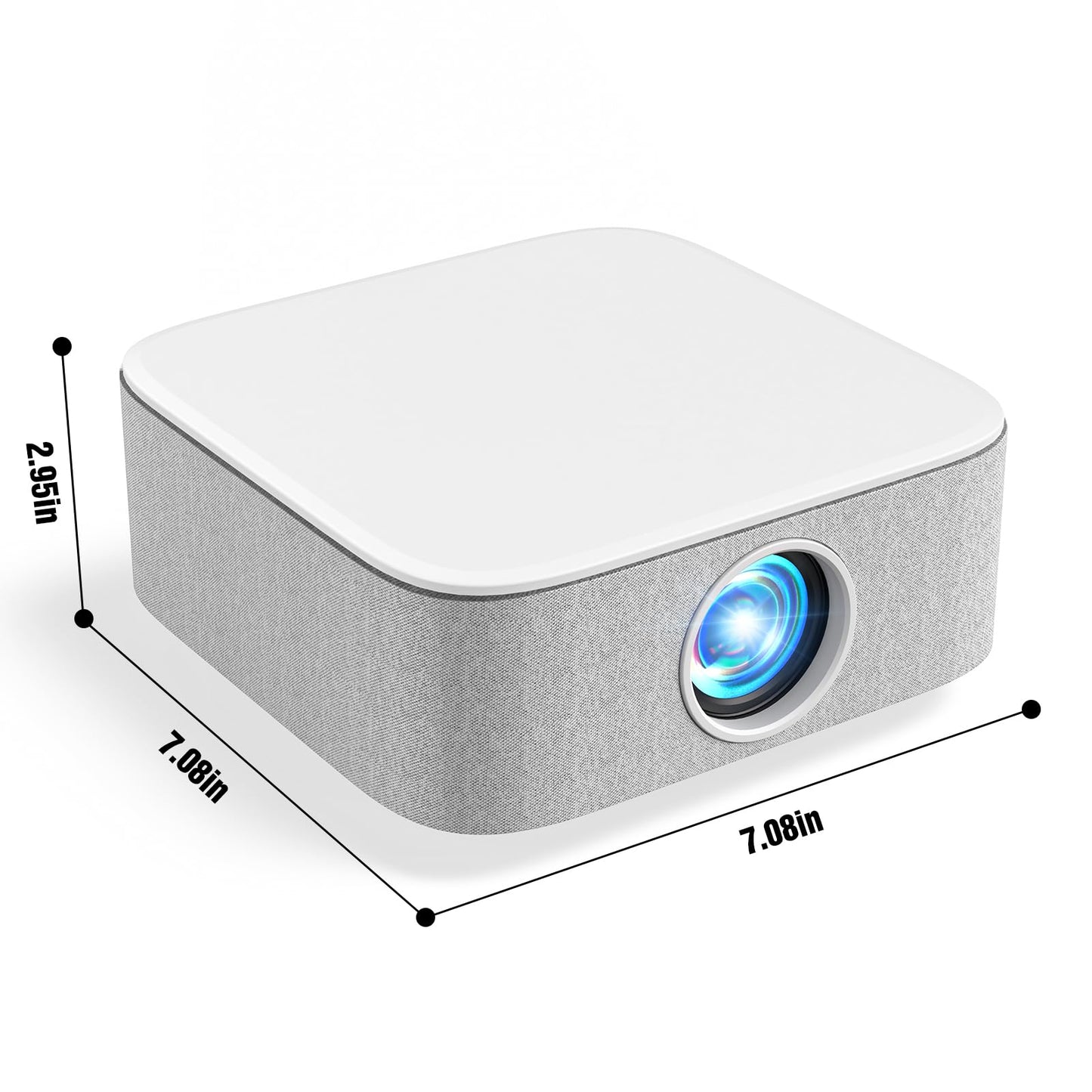 Portable Mini Projector with Electric Focus, NICPOW Full HD 1080P Projector, Bluetooth Movie Projector with Auto Keystone, Two-Way Bluetooth, Ideal for Indoor Outdoor Use, White