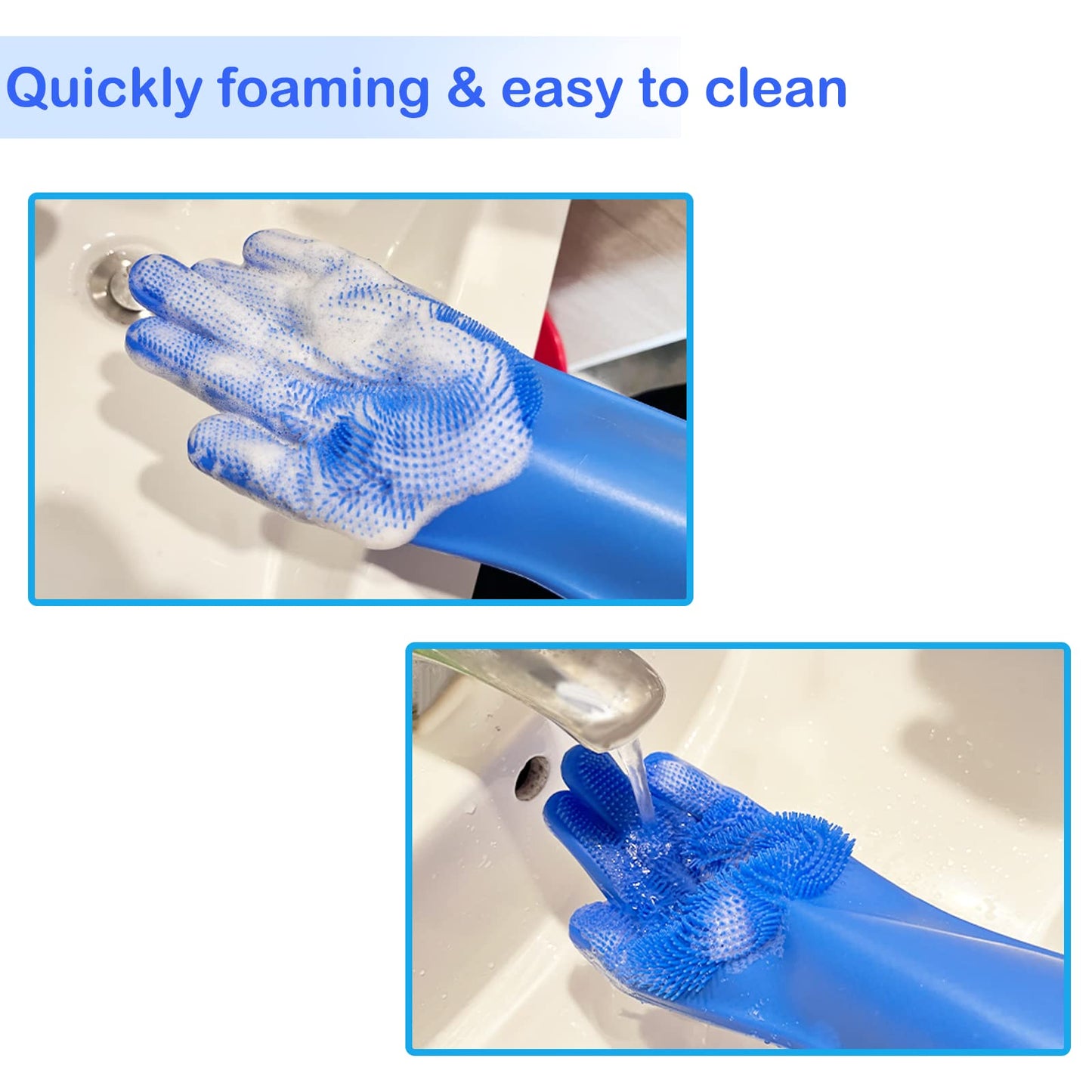 Yintoper Pet Grooming Gloves, Dog Washing Gloves with High-Density Teeth, Heat Resistant Silicone Cat Hair Remover with Enhanced Five Finger Design, Bathing and Massaging for Dogs and Cats