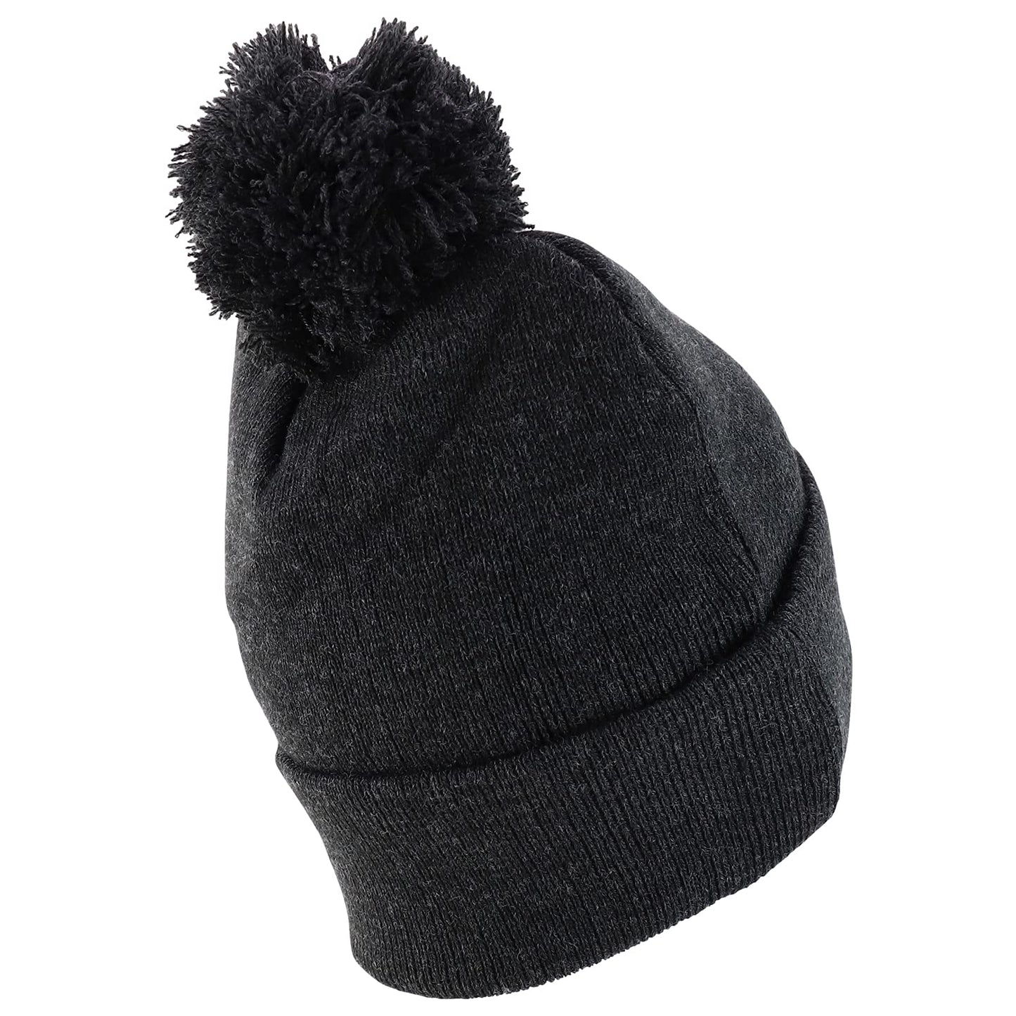 Trendy Apparel Shop XXL Oversized Solid Pom Pom Winter Stretch Knit Beanie Hat - Charcoal - 2XL