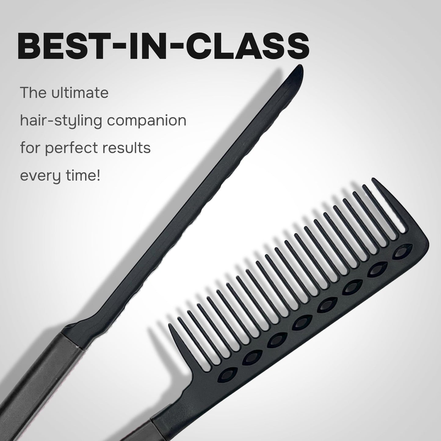 HerStyler Hair Comb For Straightening - Protects Hands - No More Knots - Styles Like A Pro - Versatile Hair Styling Comb - Travel Friendly (Black, Plastic, Dry Hair, 1 Count Pack of 1)