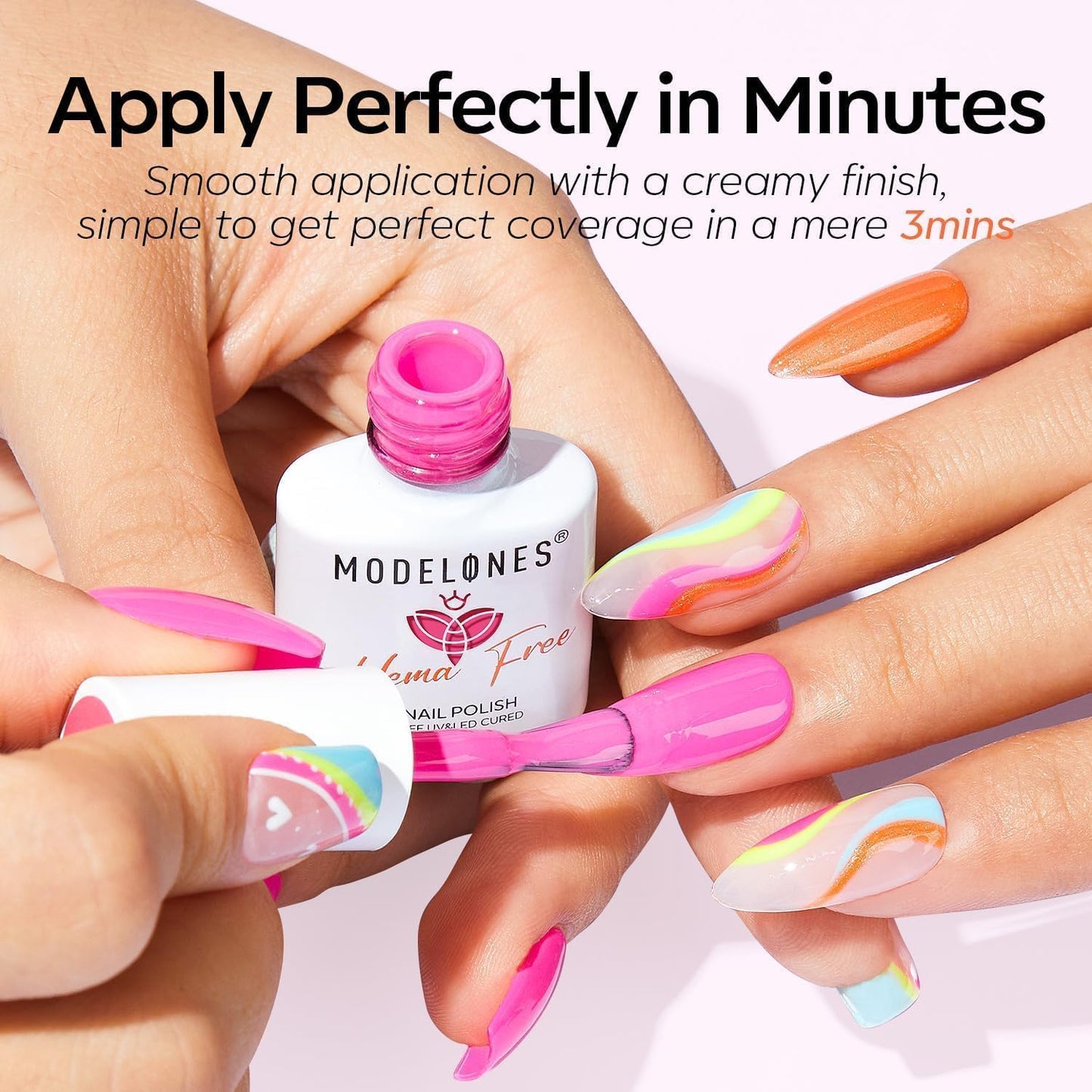 modelones Spring Gel Nail Polish, 6 Colors Tint Neon Hema Free Gel Polish Hot Pink Gittler Purple Blue Orange Yellow Gel Polish Soak Off Uv Led Gel Nail Art Manicure Gift for Girl Women