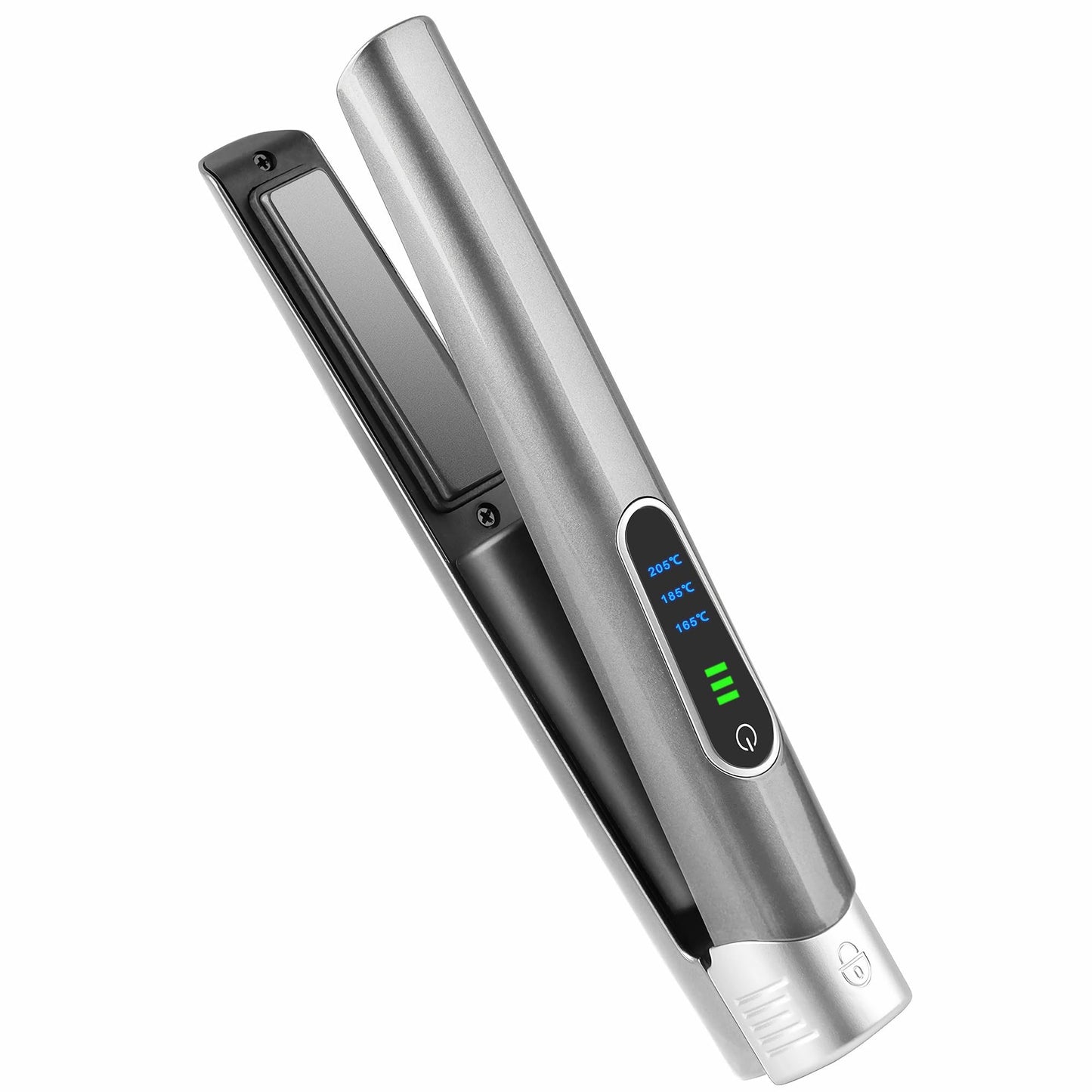 Cordless Hair Straightener and Curler, 2 in 1 Portable Mini Flat Iron & Curling, Fast Heating & Titanium Plate Straightener Curling Iron with 3 Adjustable Temp, LCD Temp Display