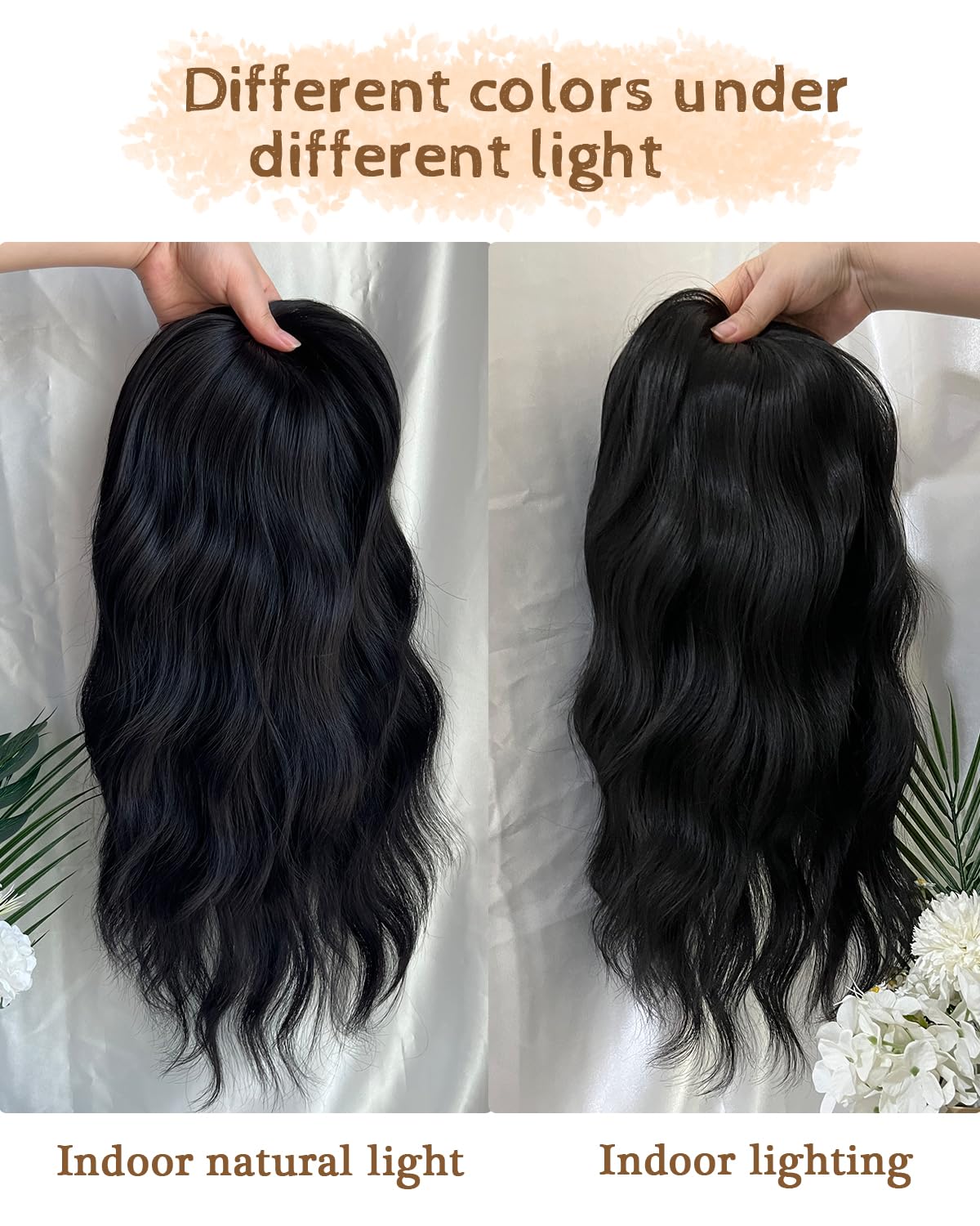 PANEWAY Hair Topper 16Inch Hair Toppers For Women Wavy Curly Natural Black Clip In Hair Topper Add Hair Volume Synthetic Wiglets Hair Pieces For Women