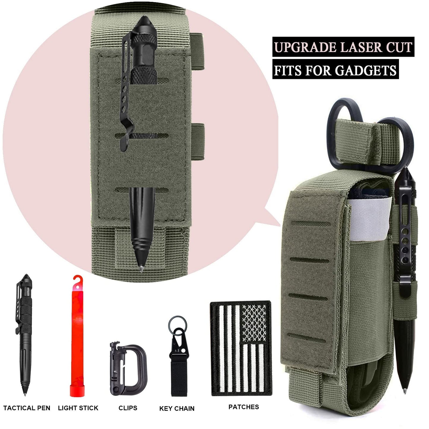 Tourniquet-Pouch-Molle, Tactical TQ Tourniquet & Trauma Medical Shear Pouch MOLLE Duty Belt Loop EMT EMS Tourniquets Pouch Holster(Army Green)