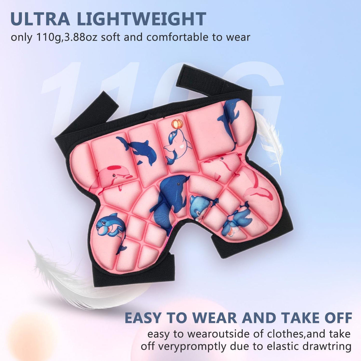 Natuway Kids Butt Pad for Skating Ski Snowboarding Roller Skate, Kids Hip Protector, Thickened Ski Butt Pad Padded Shorts for Winter Sports