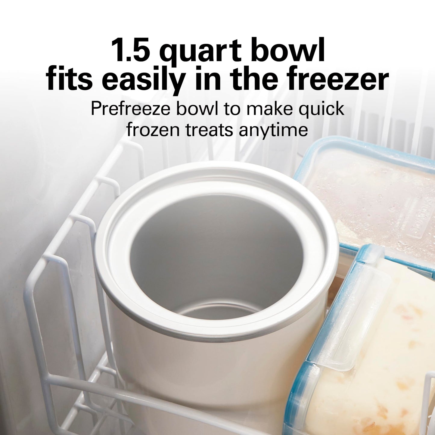 Hamilton Beach Electric Automatic Ice Cream Maker, Frozen Yogurt, Sorbet, Custard, 1.5 quart, White (68880)