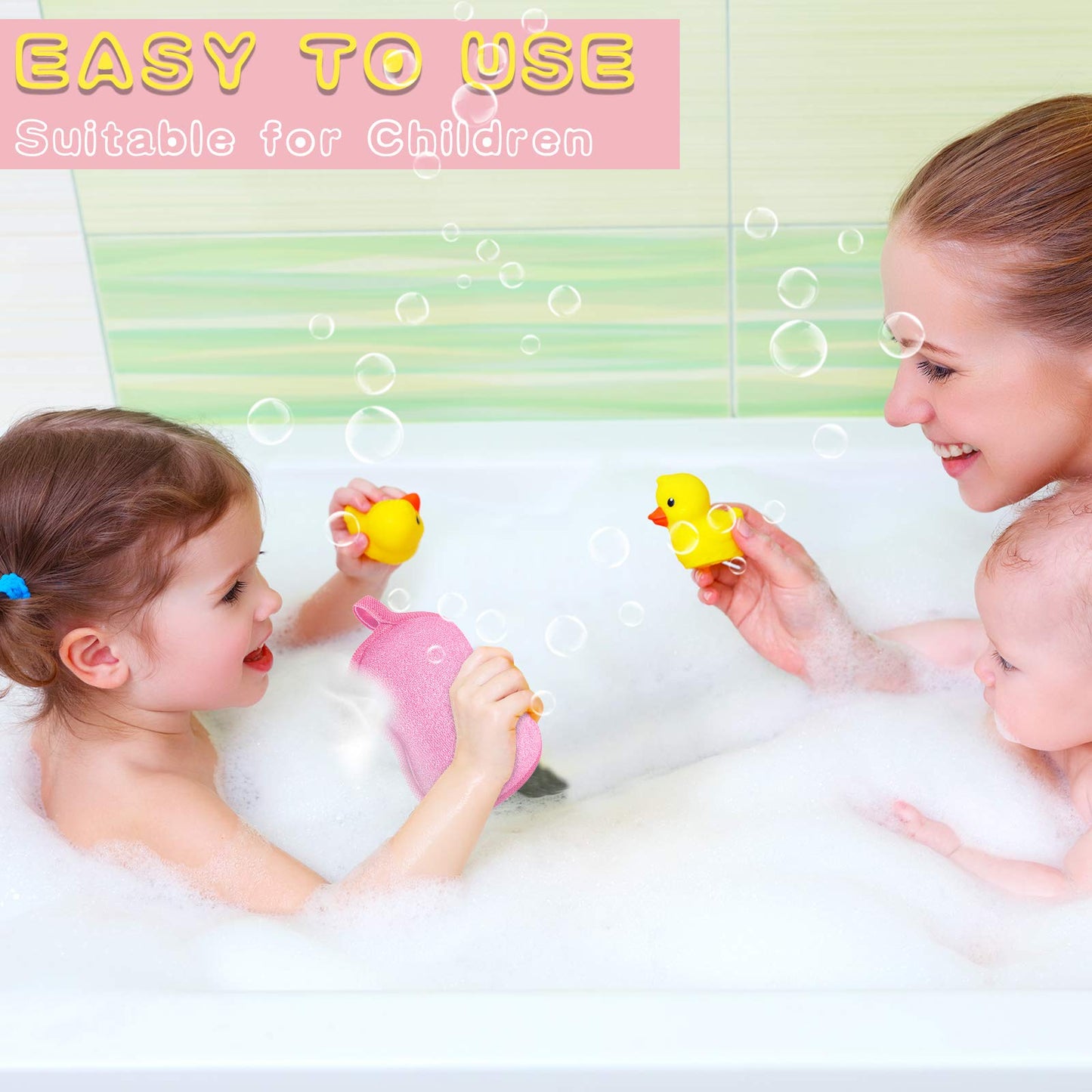 Tatuo 4 Pieces Baby Bath Sponge Cotton Baby Sponge Soft and Absorbent loofah for Kids Babies Men Women(Red, Purple)