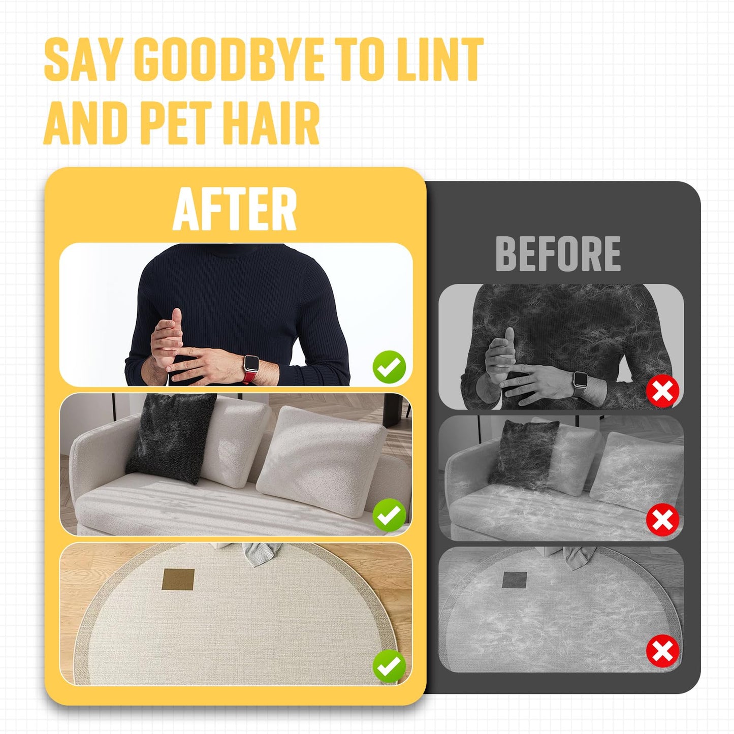 VerdeVilla Pet Hair Remover, Electrostatic Pet Hair Removal Gloves, Reusable Cat & Dog Hair Remover for Couch, Furniture, Carpet, Car Seat, Upgraded Animal Fur Removal Tool, Cat Grooming Gloves-1 PCS