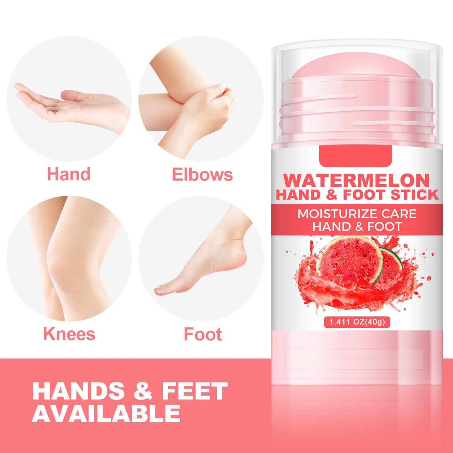 60% Urea Cream Foot Hand Cream Stick for Cracked Hands Elbows Feet Knees, Repairing Restore Balm for Dry & Dead Skin, Hydrates & Nourish Foot Care for Women & Men, Watermelon Scent, 1.41 oz
