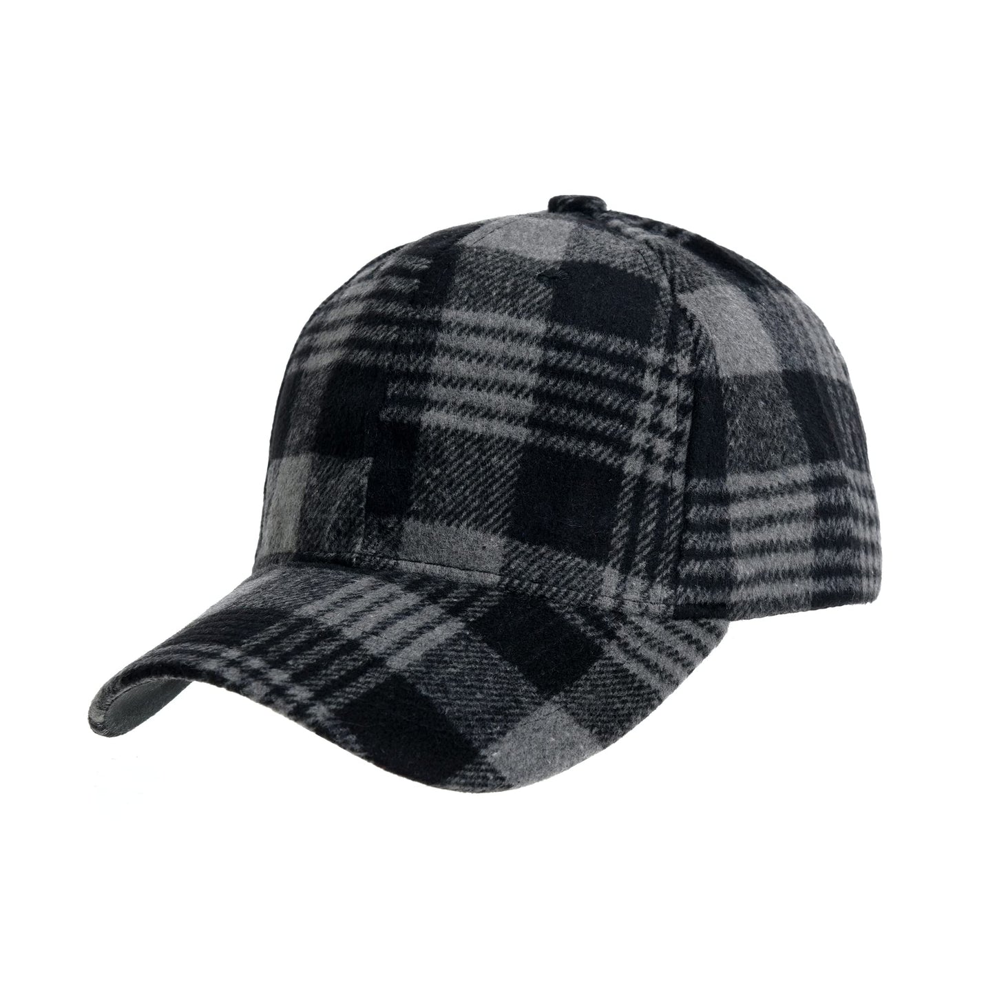 WITHMOONS Plaid Checked Baseball Cap Winter Soft Outdoor Dad Hat YZ10098 (Black)