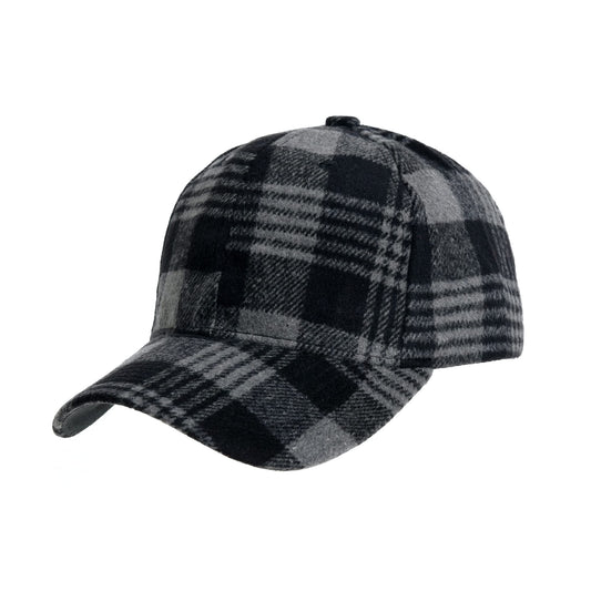 WITHMOONS Plaid Checked Baseball Cap Winter Soft Outdoor Dad Hat YZ10098 (Black)