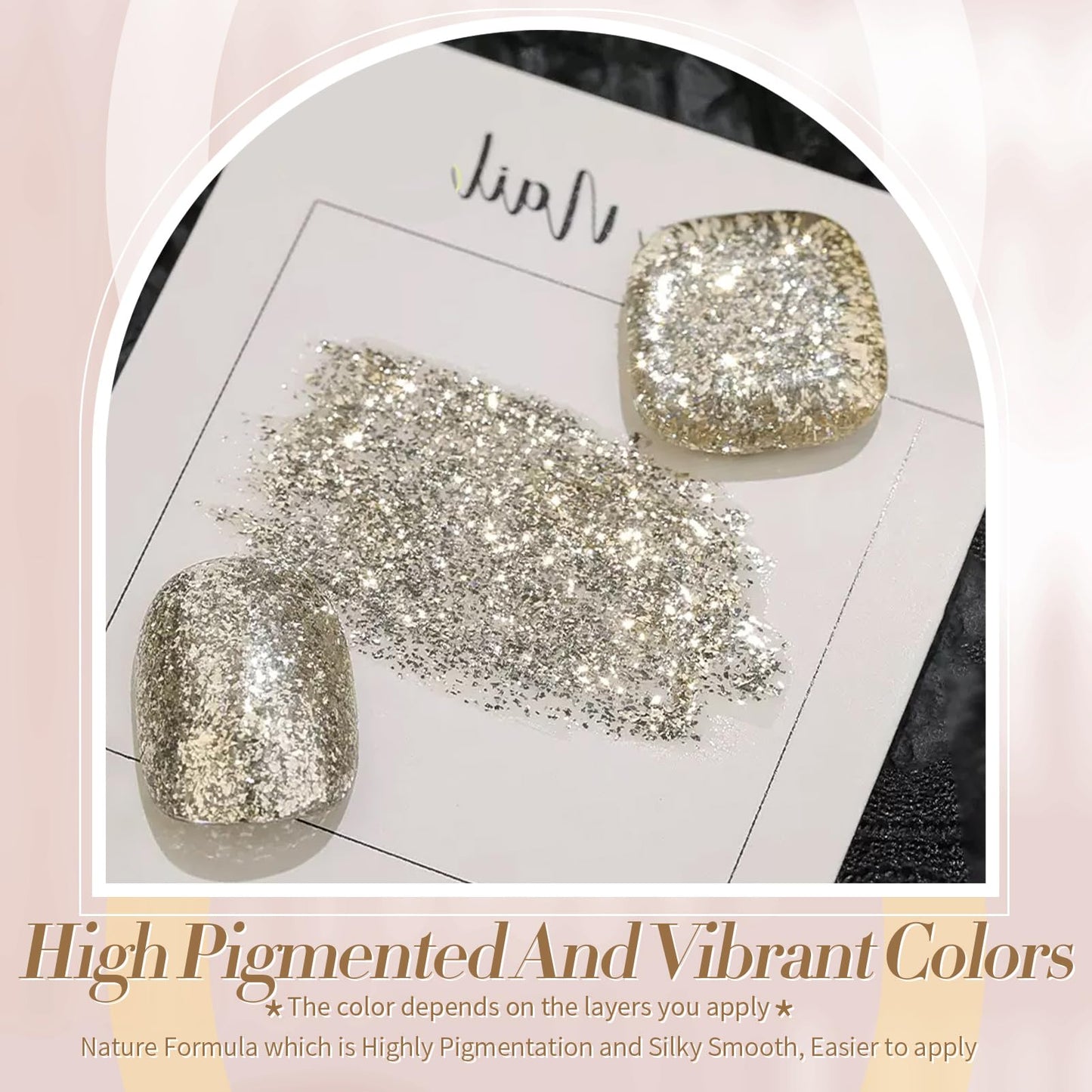 Born Pretty Christmas Glitter Gel Nail Polish Champagne Platinum Glitter Sparkly Shiny Gel Polish 15ML