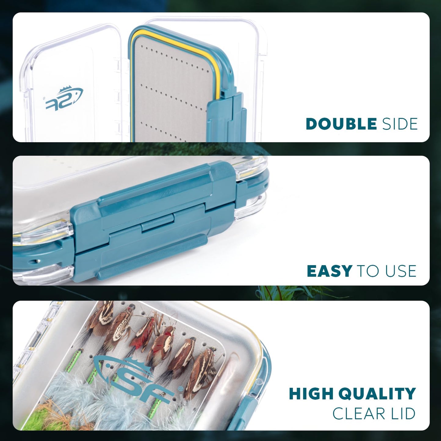 SF Large Waterproof Fly Box For Fly Fishing Double Sided Clear Lid Ice Fishing Jig Head Tackle Box Fly Flies Dry Flies Wet Flies Nymph Streamer Foam