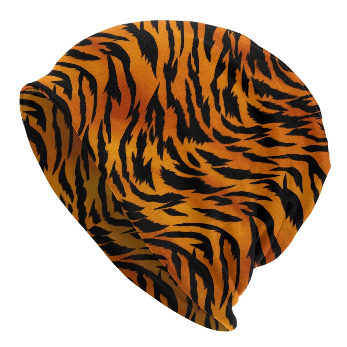 ZUHAOGO Animal Print Tiger Black Gold Skull Beanie Hats Slouchy Winter Warm Chemo Caps Stretch Hip-Hop Skull Cap Beanie Lightweight Sleep Cap Headwear Knit Beanies for Men Women