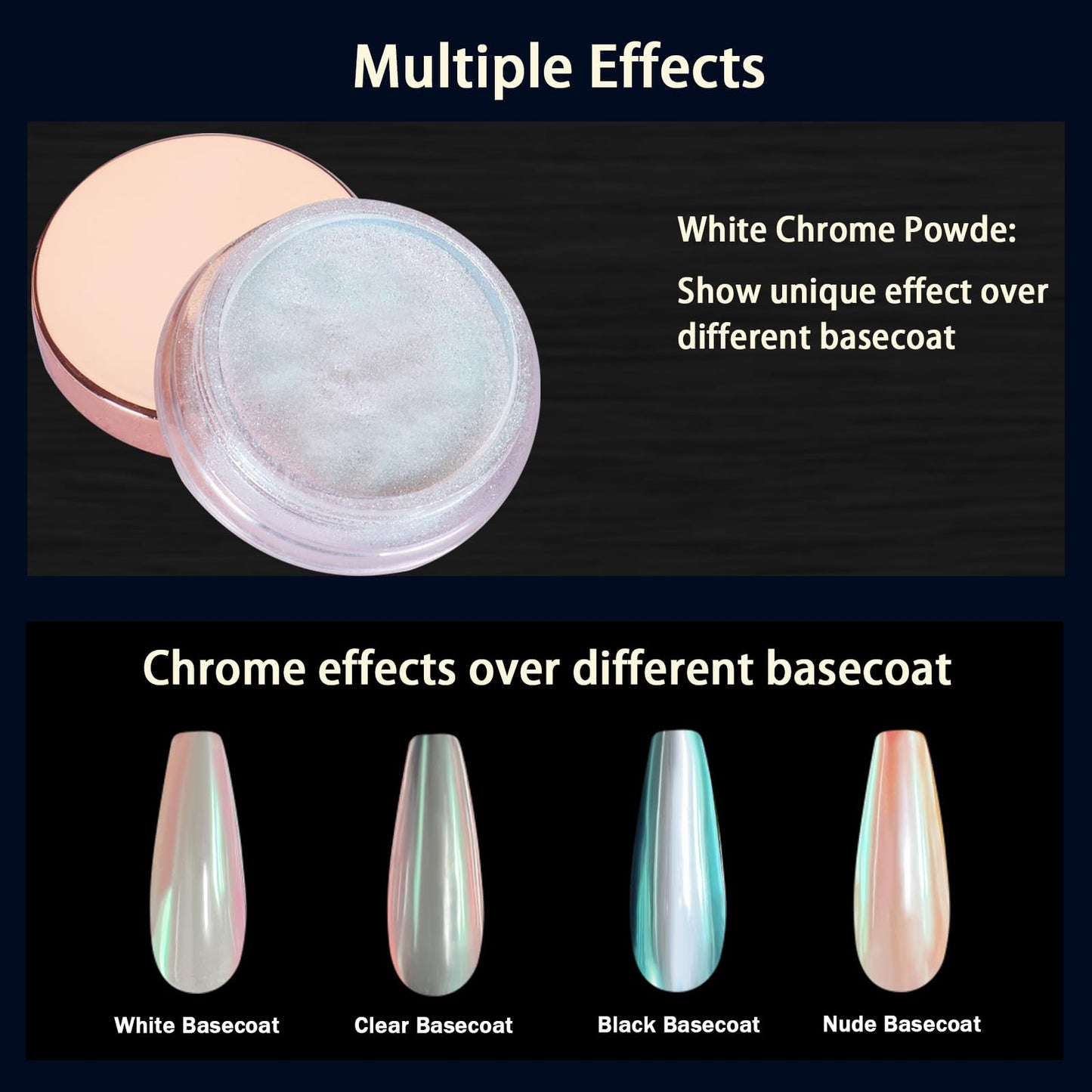 Allstarry Unicorn Chrome Nail Powder, Aurora Mermaid Iridescent White Pearl Nail Chrome Powder Pigment Glitter Fairy Dust for Nail Art, Manicure, Gel Nail Polish - Spring Moonlight