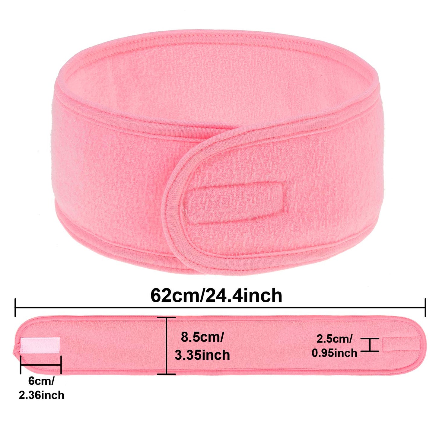 Whaline 4 PCS Spa Headband, Make up Hair Band, Stretch Terry Cloth Headband for Sport Yoga Shower (Pink)