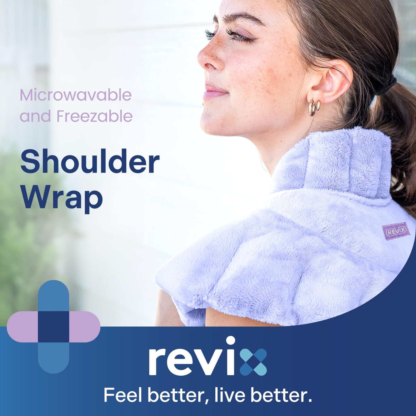 REVIX Microwave Heating Pad for Neck Shoulders and Back with Moist Heat, Weighted Microwavable Heated Neck Wrap Warmer, Scented