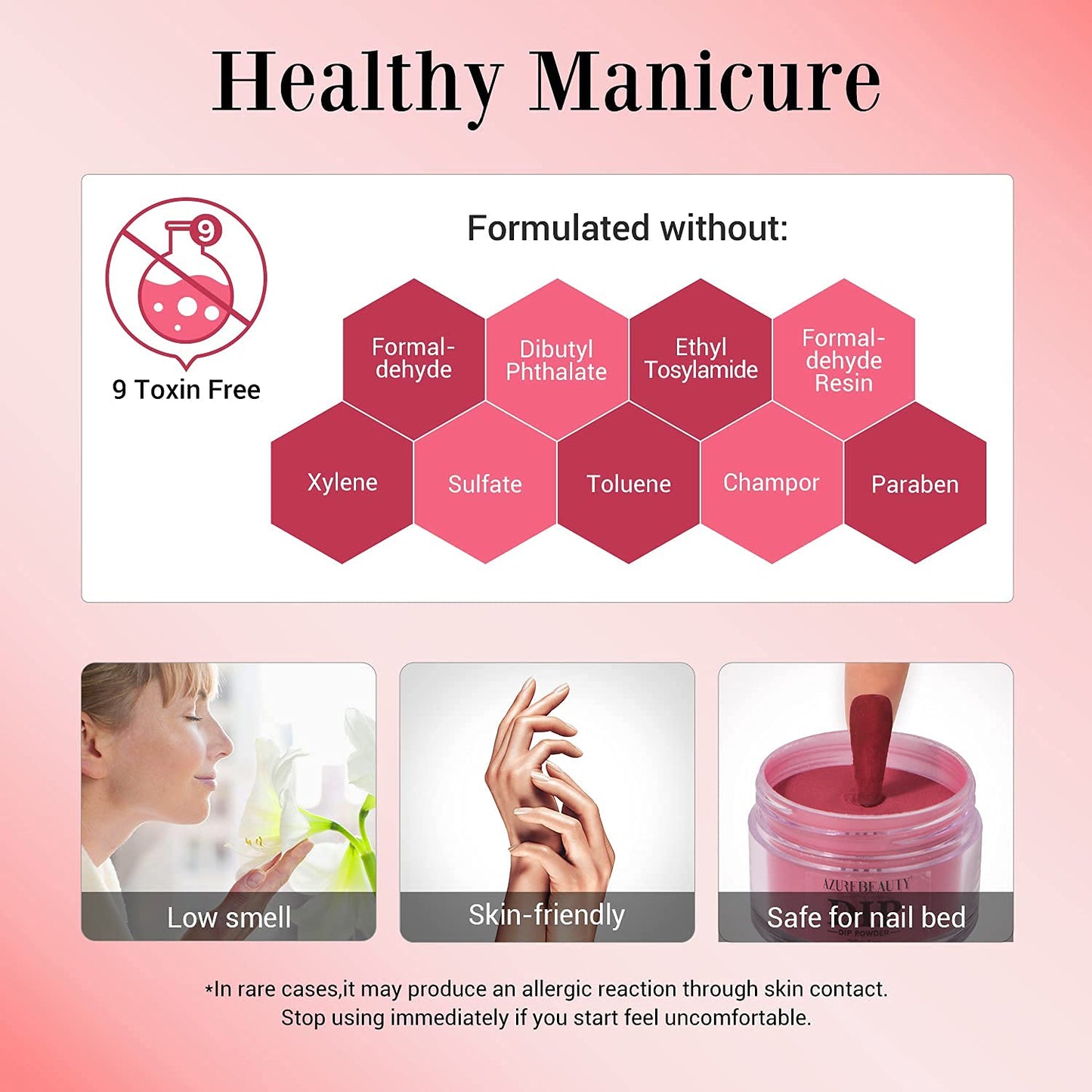 AZUREBEAUTY Dip Powder Dark Reddish Red Color, Scarlet Nail Dipping Powder French Nail Art Starter Manicure Salon DIY at Home, Odor-Free and Long-Lasting, No Needed Nail Lamp Curing, 1 Oz
