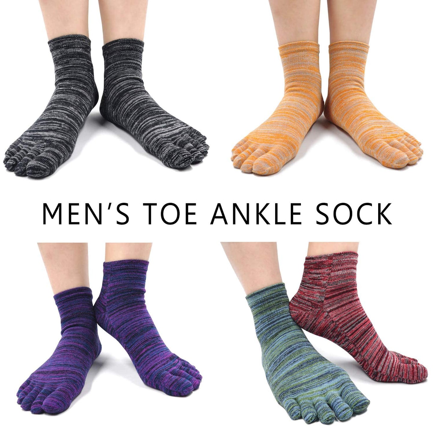 ZAKASA Men’s Toe Socks Cotton Five Finger Crew Socks Athletic Running Socks 5 Pairs