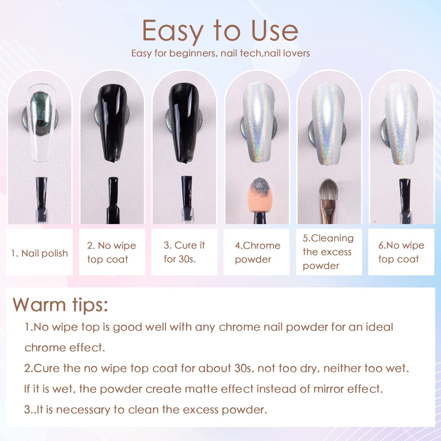 Laza Chrome Nail Powder Mirror Effect Metallic Dust Holographic Glitter Glazed Manicure Decoration Reflective Pigment for DIY Gel Polish Nail Art, Resin Craft, Gifts - Pink