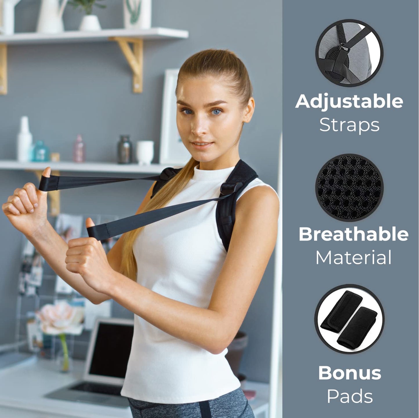 Posture Corrector For Women & Men - Adjustable Shoulder Posture Brace - Figure 8 Clavicle Brace For Posture Correction And Alignment