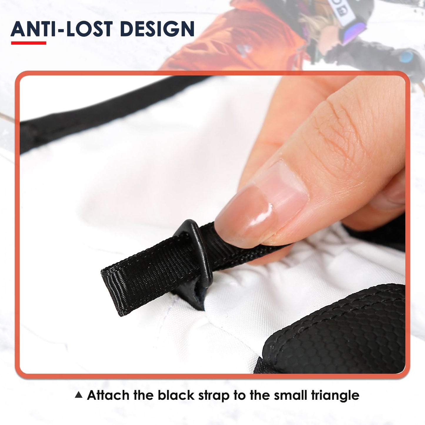 XMJY Upgraded Glove Leash, 2 Pairs Narrow Wrist Leash for Gloves, Comforty Glove Tether for Adults, Winter Ski Glove Leash Wrist Strap Mitten Leash, Men‘ Size 8-11